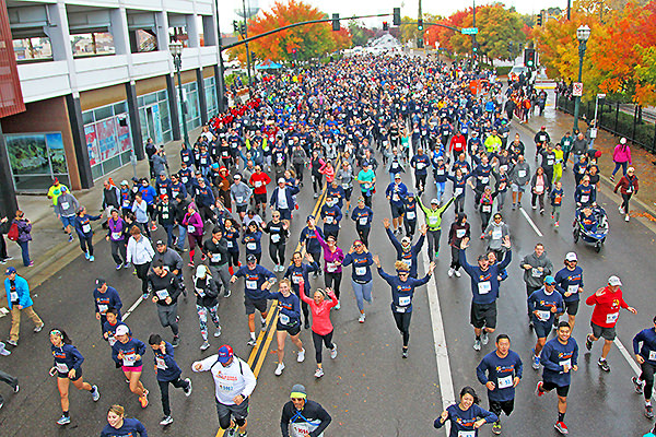 Aerial shot of Run Against Hunger runners Aerial shot of Run Against Hunger runners