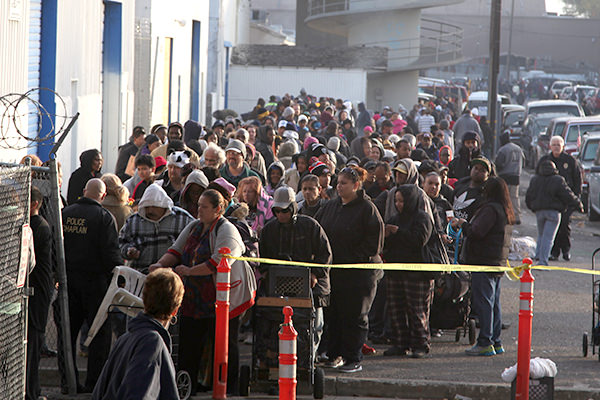 Stockton Food Bank Crowd Stockton Food Bank Crowd